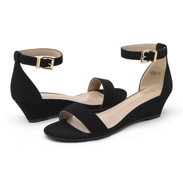 Ankle Strap Low Heel Wedge Sandals