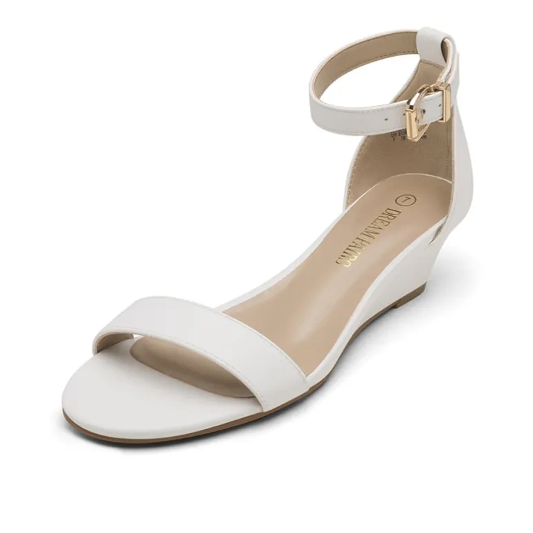 Ankle Strap Low Heel Wedge Sandals