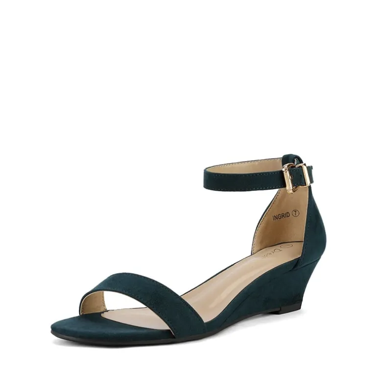 Ankle Strap Low Heel Wedge Sandals