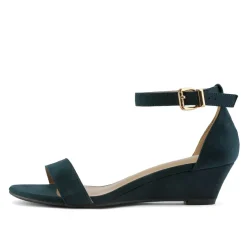 Ankle Strap Low Heel Wedge Sandals