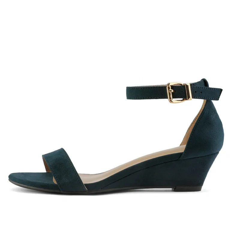 Ankle Strap Low Heel Wedge Sandals