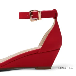 Ankle Strap Low Heel Wedge Sandals