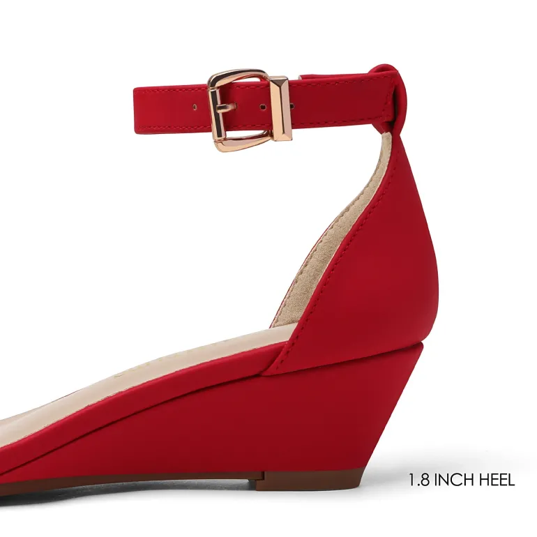 Ankle Strap Low Heel Wedge Sandals
