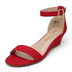 Ankle Strap Low Heel Wedge Sandals