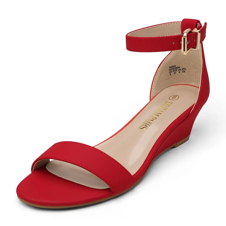 Ankle Strap Low Heel Wedge Sandals
