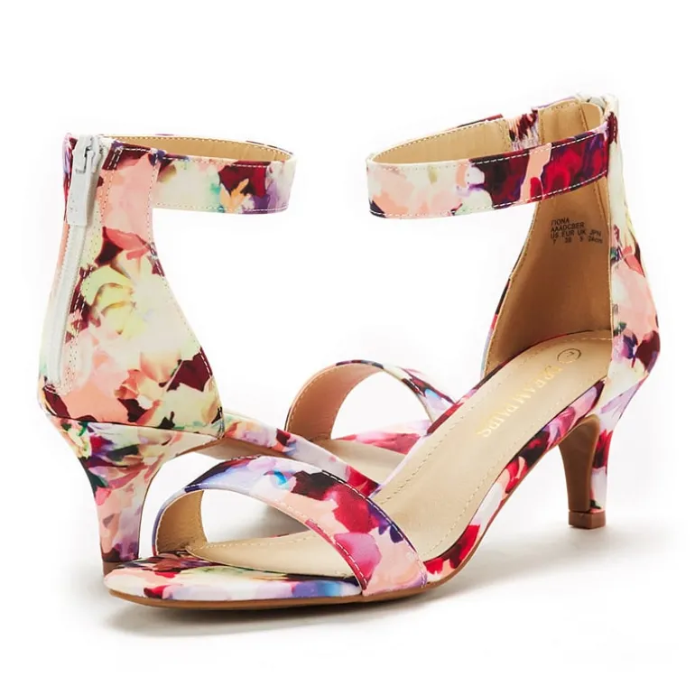 Ankle Strap Open Toe Kitten Heel Sandals