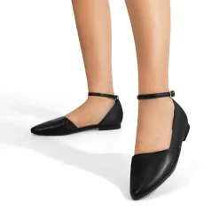 Ankle-Strap Pointed Toe D'Orsay Flats