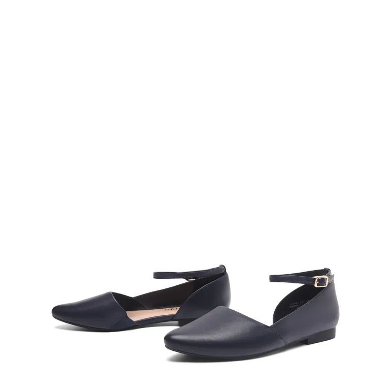 Ankle-Strap Pointed Toe D'Orsay Flats