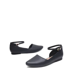 Ankle-Strap Pointed Toe D'Orsay Flats