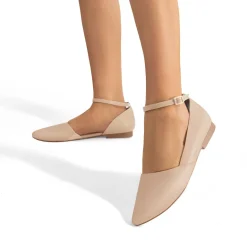 Ankle-Strap Pointed Toe D'Orsay Flats