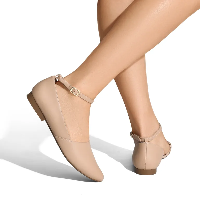 Ankle-Strap Pointed Toe D'Orsay Flats