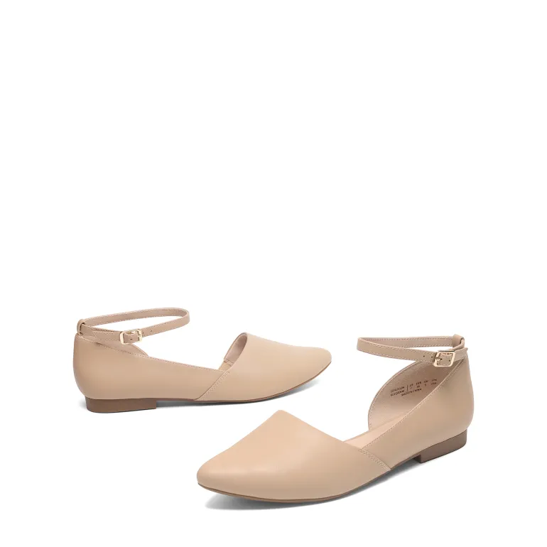 Ankle-Strap Pointed Toe D'Orsay Flats