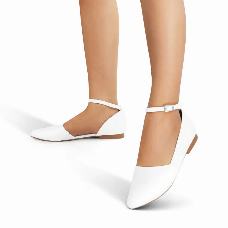 Ankle-Strap Pointed Toe D'Orsay Flats