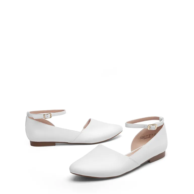 Ankle-Strap Pointed Toe D'Orsay Flats