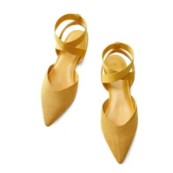 Ankle Strap Pointed Toe Flats With V-Cut Vamp