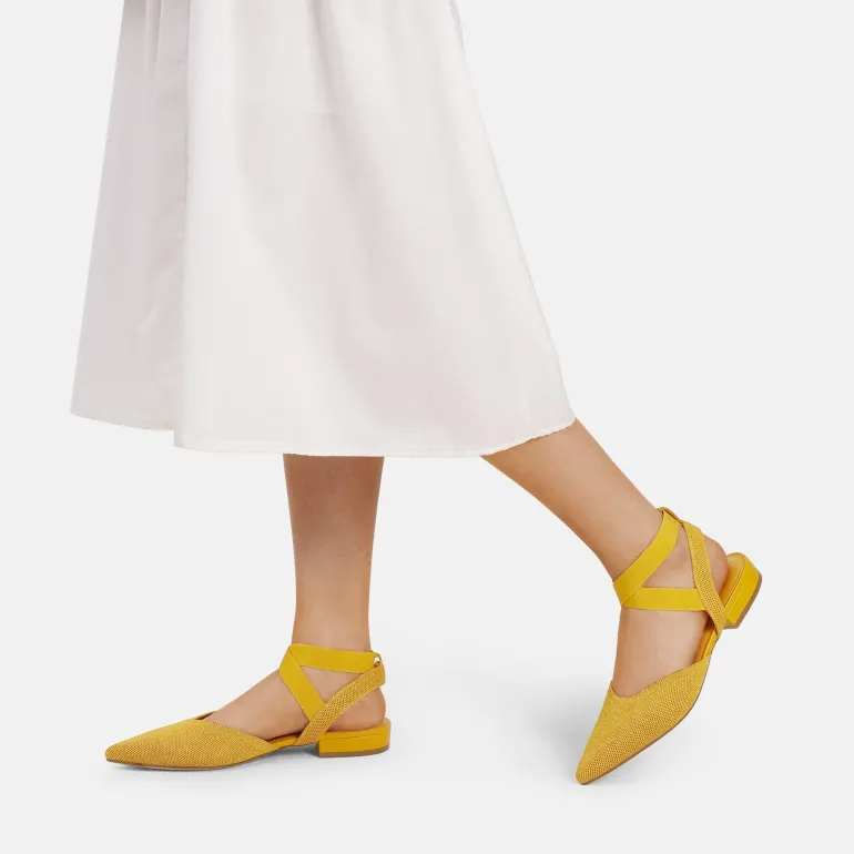 Ankle Strap Pointed Toe Flats With V-Cut Vamp