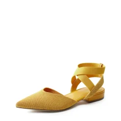 Ankle Strap Pointed Toe Flats With V-Cut Vamp