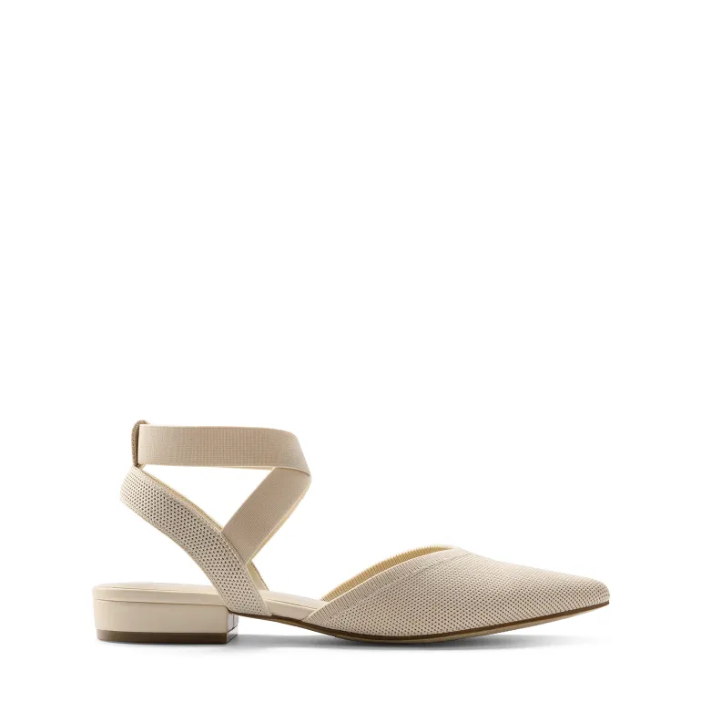 Ankle Strap Pointed Toe Flats With V-Cut Vamp