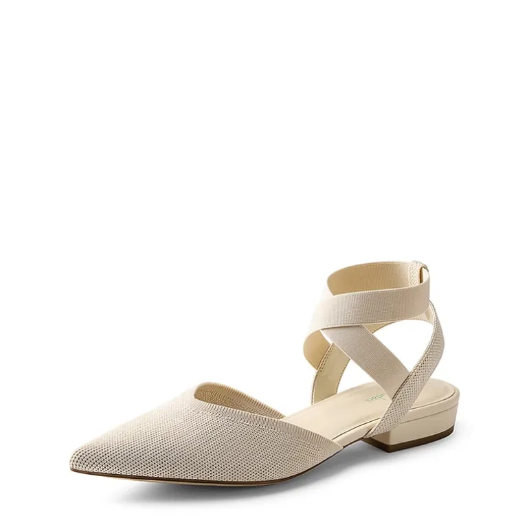 Ankle Strap Pointed Toe Flats With V-Cut Vamp