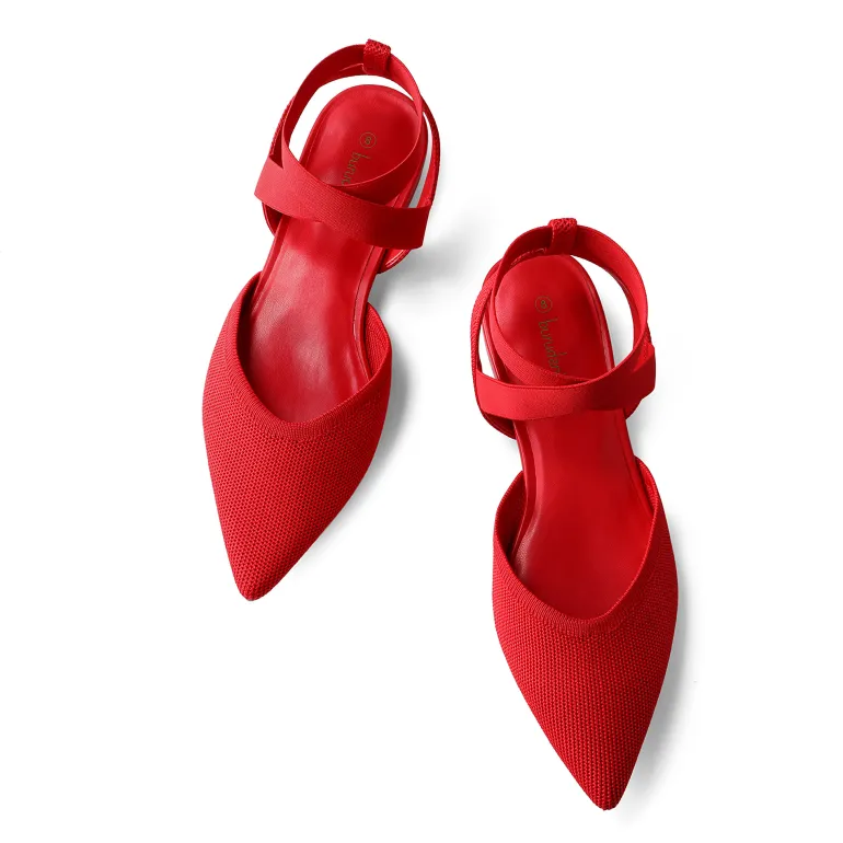 Ankle Strap Pointed Toe Flats With V-Cut Vamp