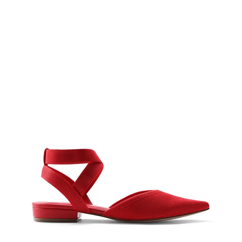 Ankle Strap Pointed Toe Flats With V-Cut Vamp