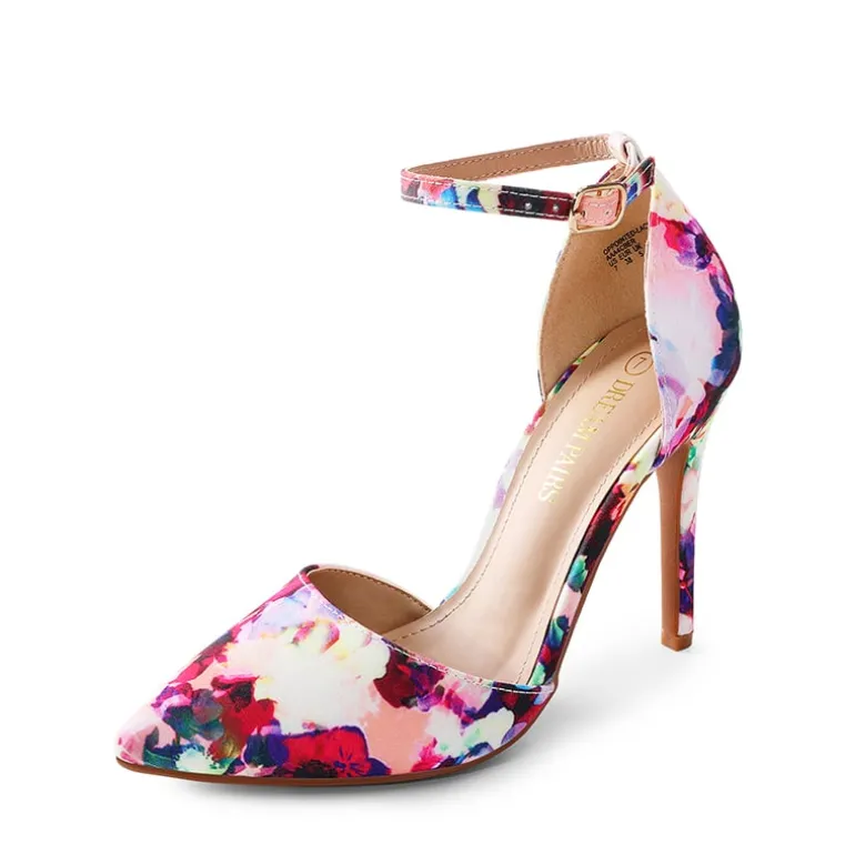 Ankle Strap Pointed Toe Stiletto Heels Pumps