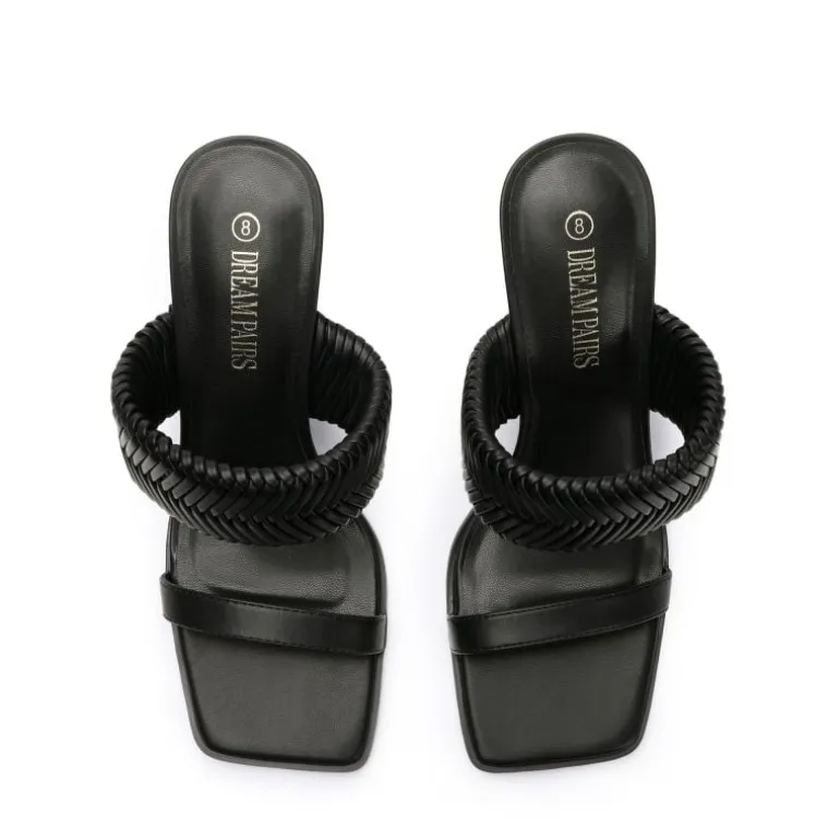 Ankle Strap Rectangular Square Toe Heel Sandals