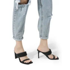 Ankle Strap Rectangular Square Toe Heel Sandals
