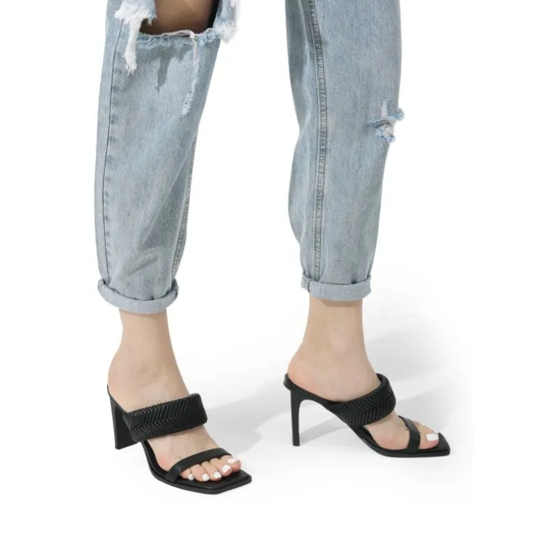 Ankle Strap Rectangular Square Toe Heel Sandals