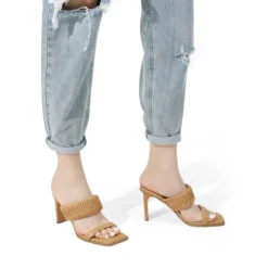 Ankle Strap Rectangular Square Toe Heel Sandals