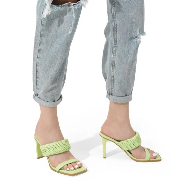Ankle Strap Rectangular Square Toe Heel Sandals