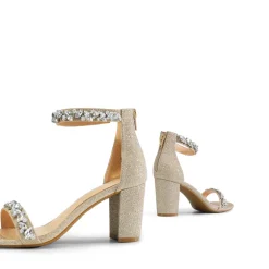 Ankle-Strap Rhinestone Chunky Heel Sandals