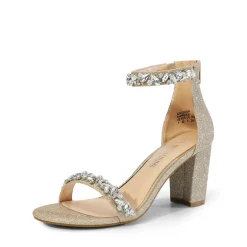 Ankle-Strap Rhinestone Chunky Heel Sandals