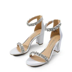 Ankle-Strap Rhinestone Chunky Heel Sandals