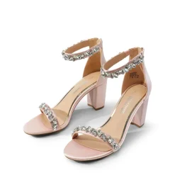 Ankle-Strap Rhinestone Chunky Heel Sandals