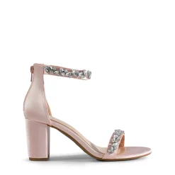Ankle-Strap Rhinestone Chunky Heel Sandals