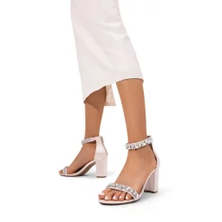 Ankle-Strap Rhinestone Chunky Heel Sandals