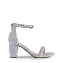 Ankle-Strap Rhinestone Chunky Heel Sandals