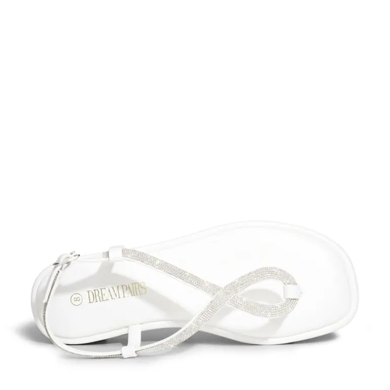 Ankle Strap Rhinestone Flat Sandals