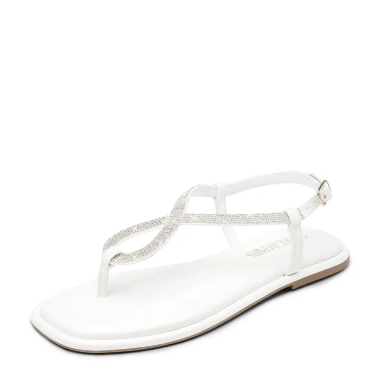 Ankle Strap Rhinestone Flat Sandals