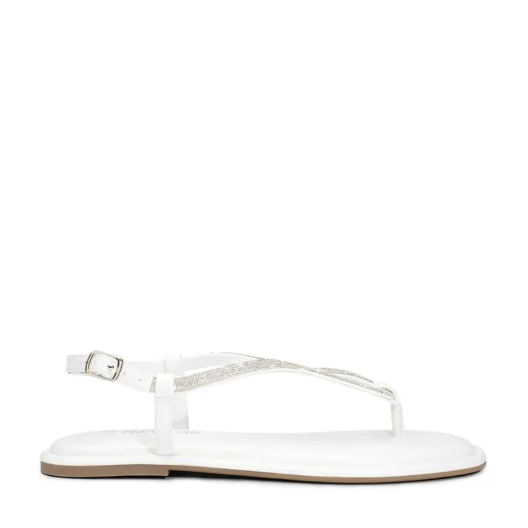 Ankle Strap Rhinestone Flat Sandals
