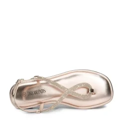 Ankle Strap Rhinestone Flat Sandals