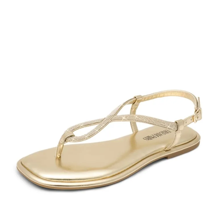 Ankle Strap Rhinestone Flat Sandals