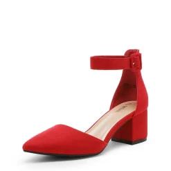 Annee Pointed Toe Low Chunky Heels Pump Shoes