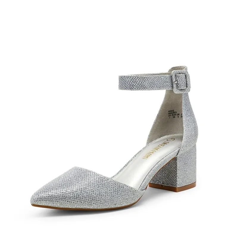Annee Pointed Toe Low Chunky Heels Pump Shoes