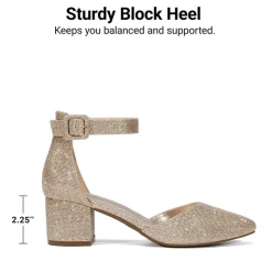 Annee Pointed Toe Low Chunky Heels Pump Shoes