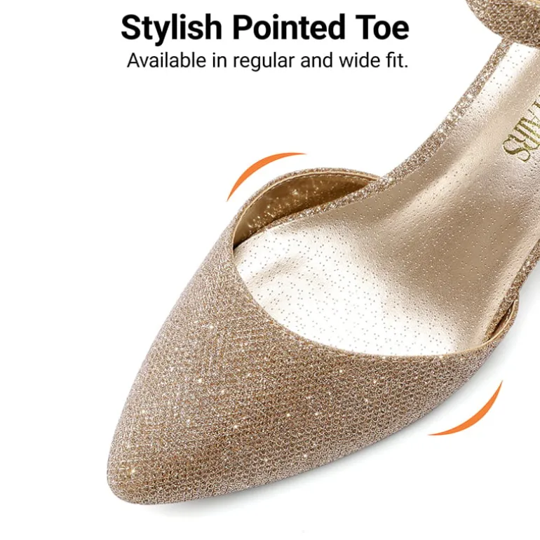 Annee Pointed Toe Low Chunky Heels Pump Shoes