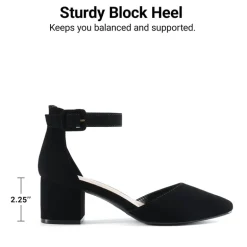 Annee Pointed Toe Low Chunky Heels Pump Shoes