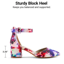 Annee Pointed Toe Low Chunky Heels Pump Shoes