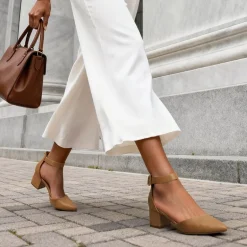 Annee Pointed Toe Low Chunky Heels Pump Shoes